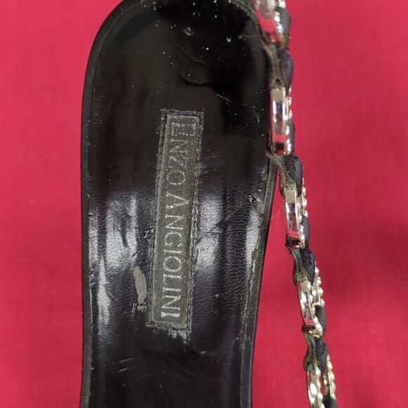 Vintage 90s Enzo Angolini Satin and Rhinestone Strappy Heels - Picture 11 of 16